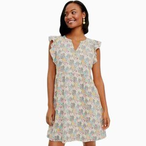 Ann Taylor Loft Paradise Jungle Floral Animal Print Ruffle Shift Dress, Size S